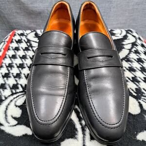Wolf and Shepherd Black Leather Penny Loafers Dress Shoes Mens Size 10
